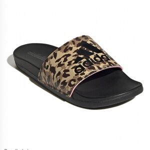 Adidas logo kids Leopard Print Slides - Black